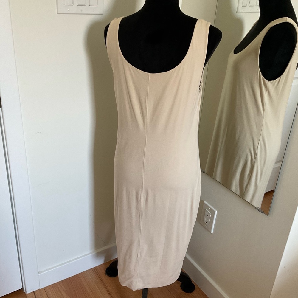 Peruvian Connection Cream Cotton Sleeveless Scoop Neck Midi Dress EUC Size L - Picture 3 of 7